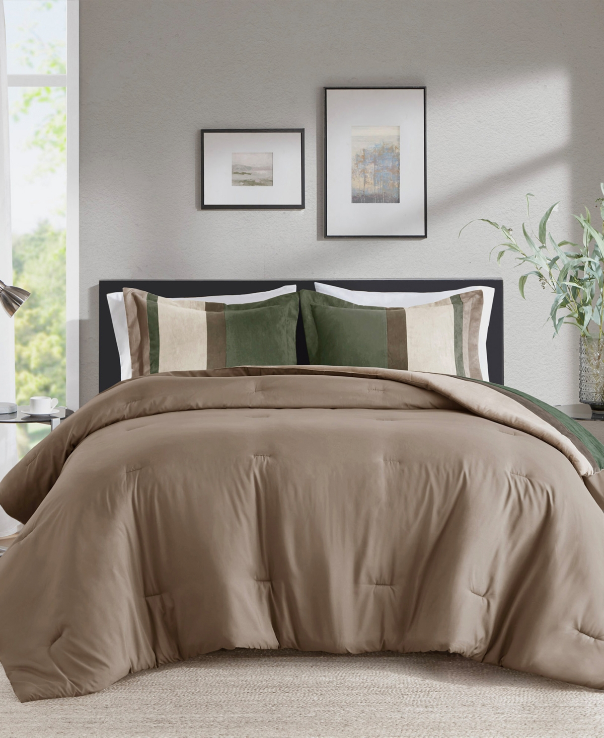 510 Design Boulder Stripe Micro Suede 2-pc. Comforter Set, Twin/twin Xl In Green
