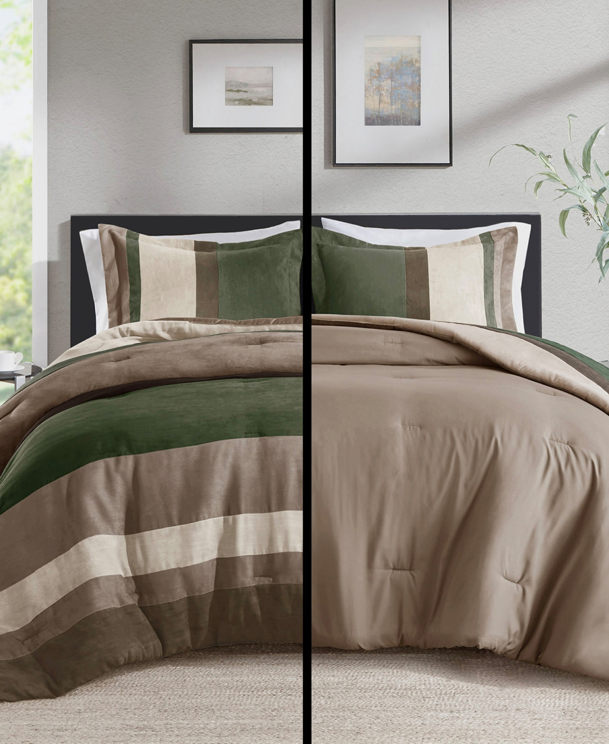510 Design Boulder Stripe Micro Suede 3-pc. Comforter Set, King/california King In Green