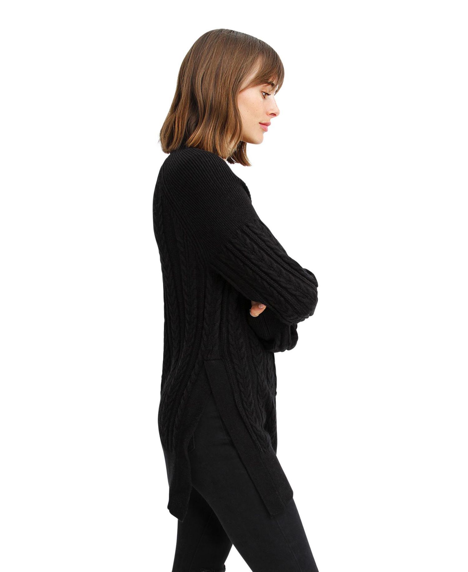 Women's At Last Cable Knit Jumper with Slit