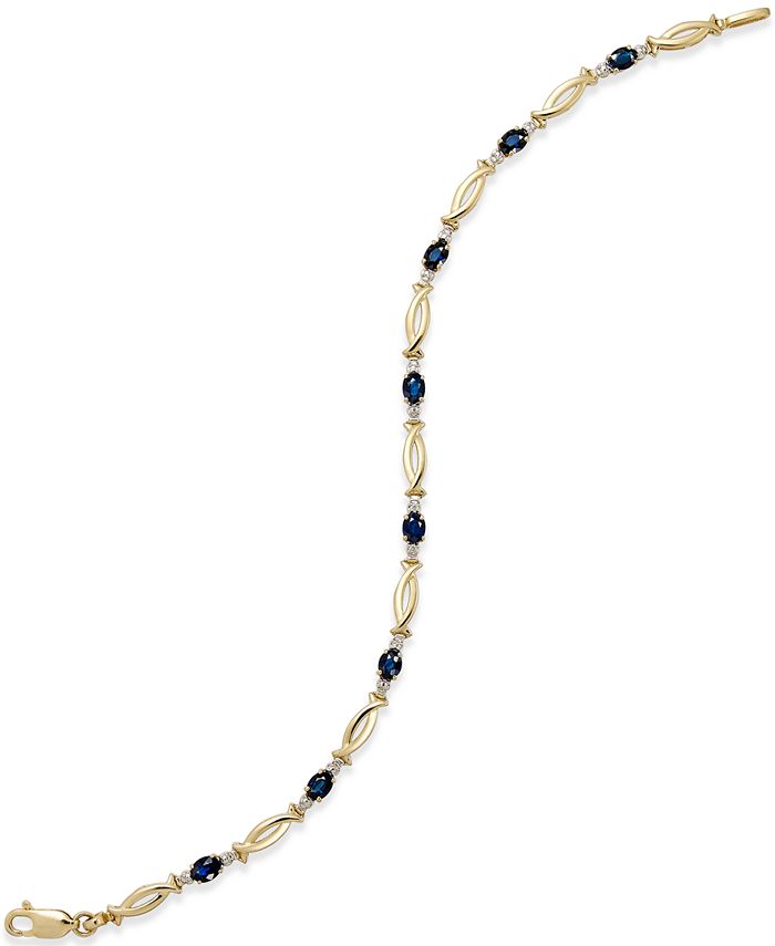 Macy's Sapphire (15/8 ct. t.w.) and Diamond Accent Bracelet in 14k