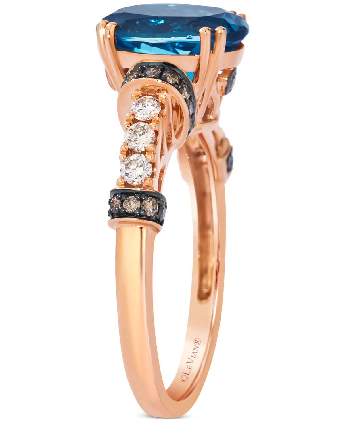 Le Vian London Blue Topaz (3 Ct. T.w.) & Diamond (3/8 Ct. T.w.) Ring In 14k Rose Gold In Gold
