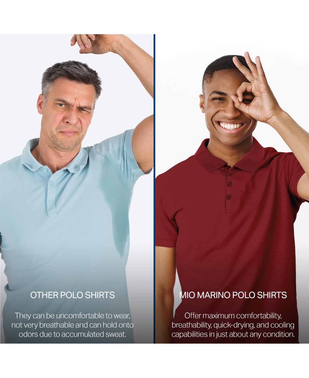 Mio Marino Big & Tall Designer Golf Polo Shirt Plus Size - 3 Pack - burgundy, navy