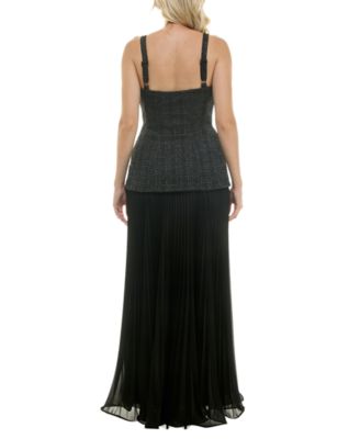 Women's Structured-Bodice Pleated-Skirt Evening Gown