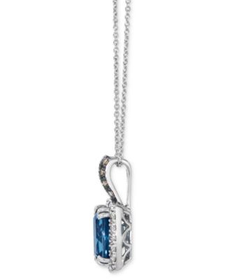 London Blue Topaz (2-1/5 ct. t.w.) & Diamond (1/3 ct. t.w.) 20" Adjustable Pendant Necklace in 14k White Gold