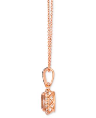 Morganite (1/2 ct. t.w.) & Diamond (1/5 ct. t.w.) Oval 20" Adjustable Pendant Necklace in 14k Rose Gold