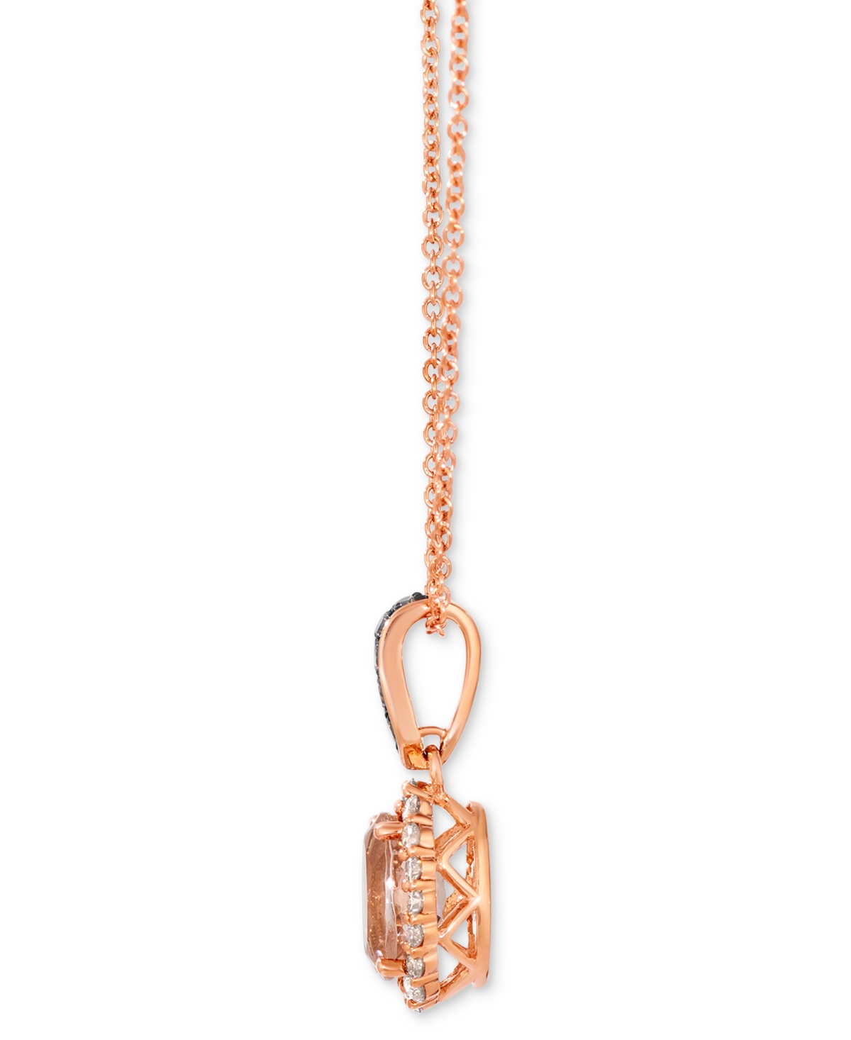 Le Vian Morganite (1/2 Ct. T.w.) & Diamond (1/5 Ct. T.w.) Oval 20" Adjustable Pendant Necklace In 14k Rose G In Gold