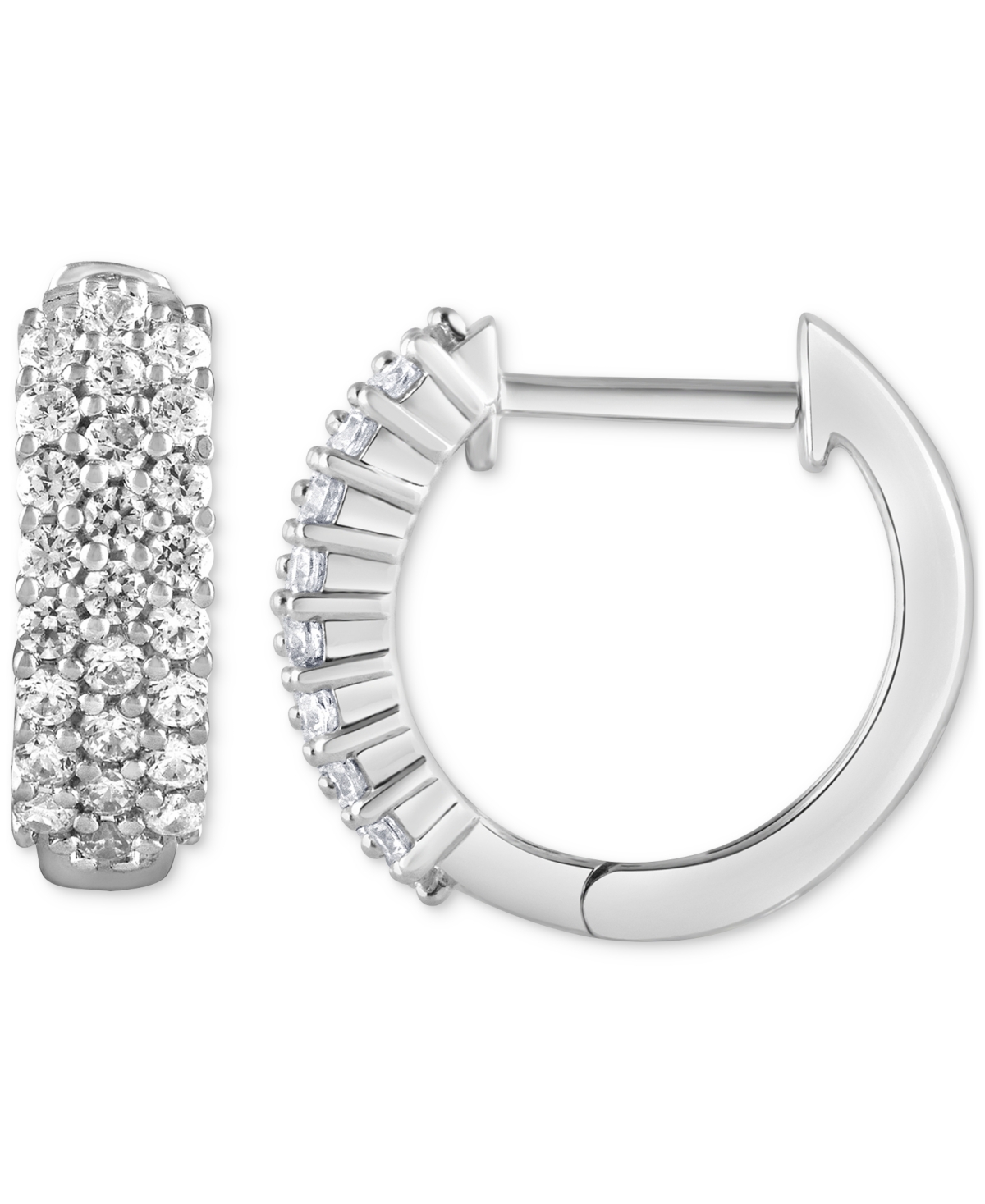 Diamond Triple Row Hoop Earrings (1/2 ct. t.w.) in 14k- White Gold