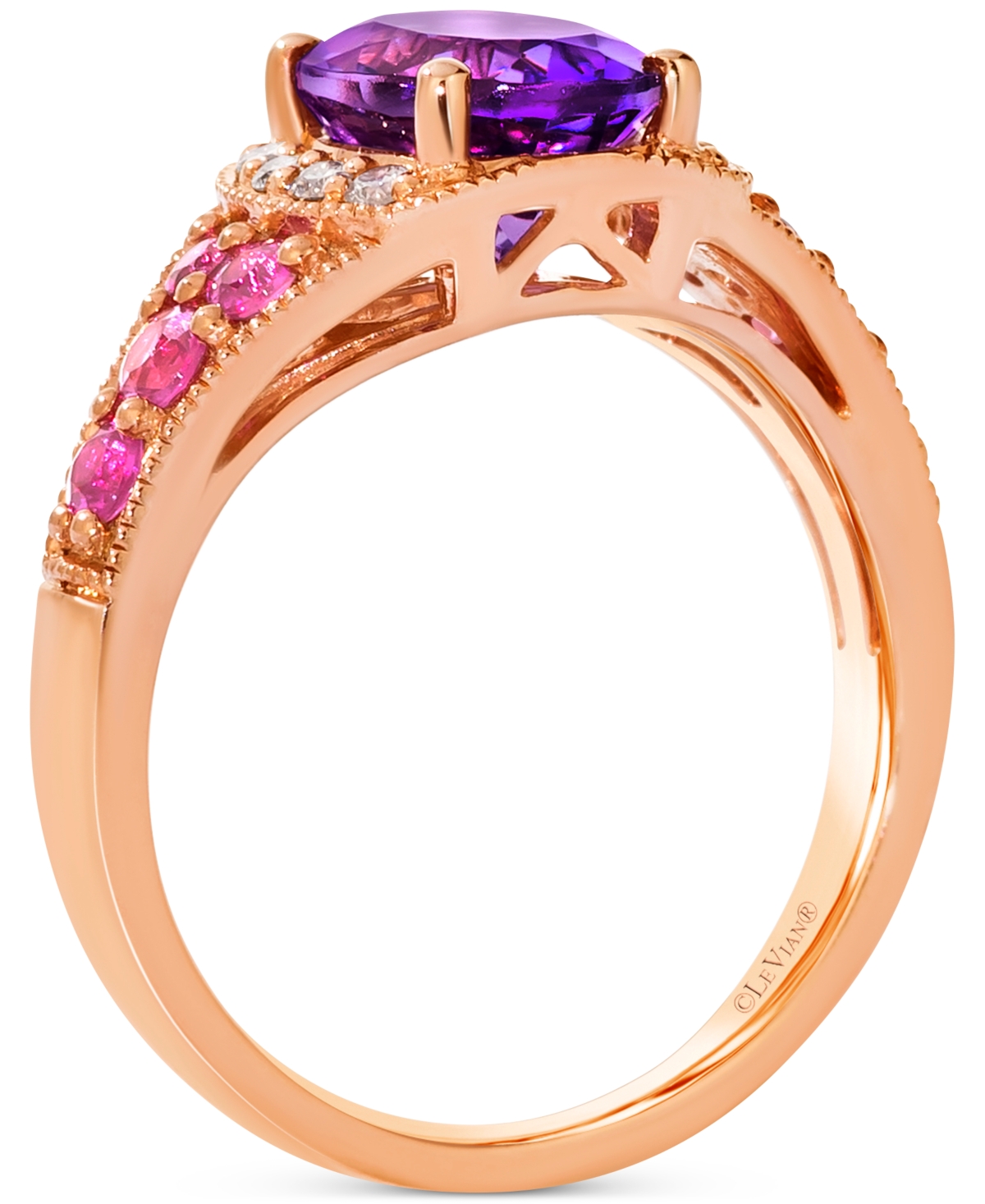 Le Vian Amethyst (1-1/3 Ct. T.w.), Pink Sapphire (3/8 Ct. T.w.) & Nude Diamond (1/8 Ct. T.w.) Ring In 14k Ro In Gold
