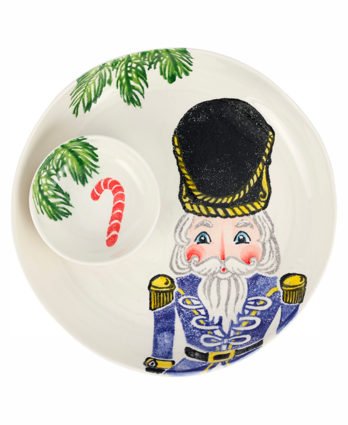 Vietri Nutcrackers Chip And Dip Set In Blue