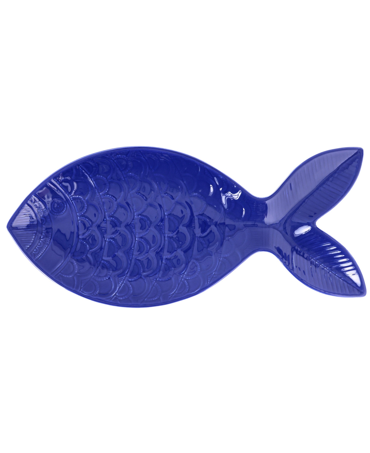 Vietri Santorini Large Figural Fish Platter In Blue