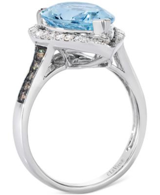 Sea Blue Aquamarine (4-1/4 ct. t.w.) & Diamond (3/8 ct. t.w.) Pear-Shape Statement Ring in 14k White Gold