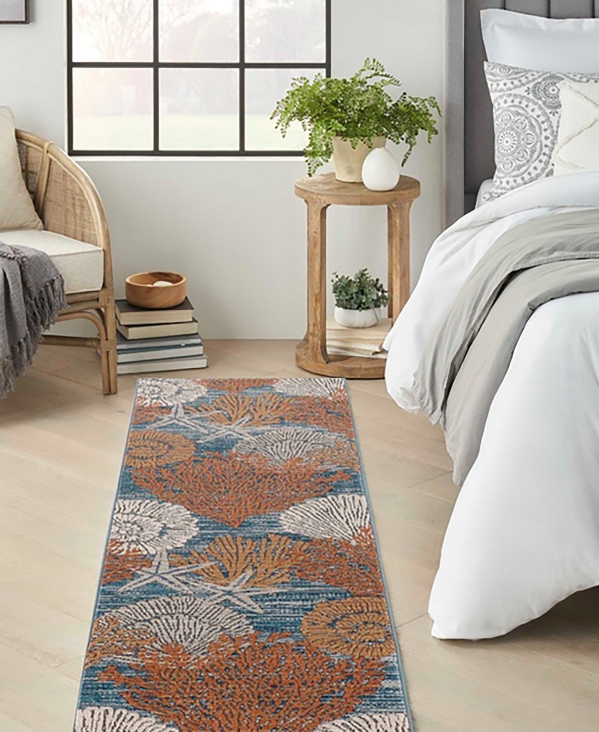 Nourison Home Seaside Sds04 2'3"x7'6" Runner Area Rug In Blue,multi