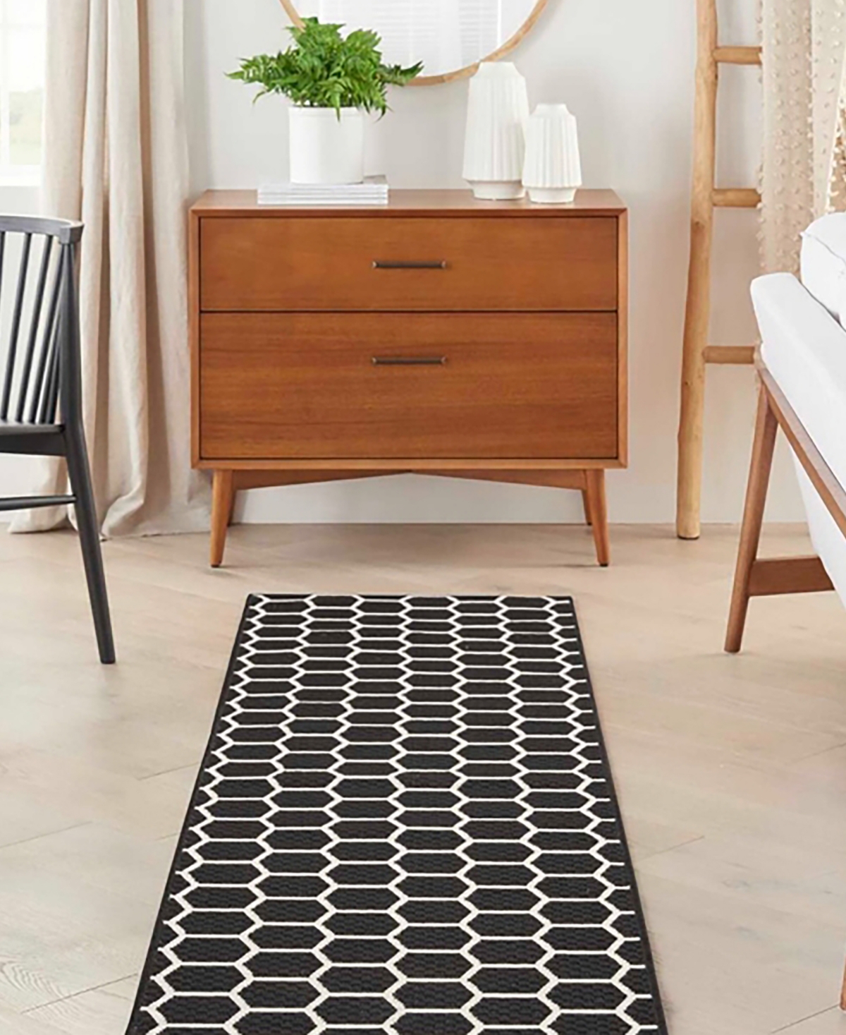 Nourison Home Twist Reversible Tws01 2'2"x10' Runner Area Rug In Black
