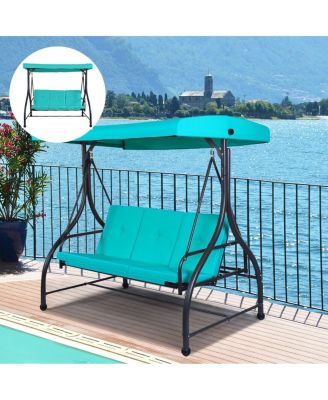 3 Seats Outdoor Swing Hammock with Adjustable Tilt Canopy