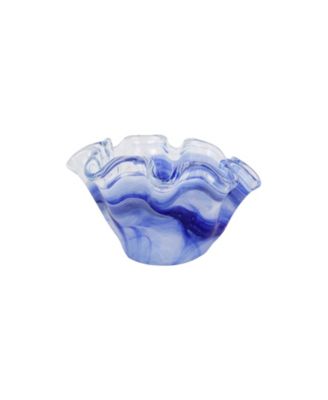 Onda Glass Cobalt Petite Ruffled Bowl
