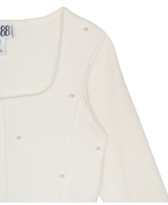 Stella 88 Big Girls Pearl Embellished Faux Corset Sweater