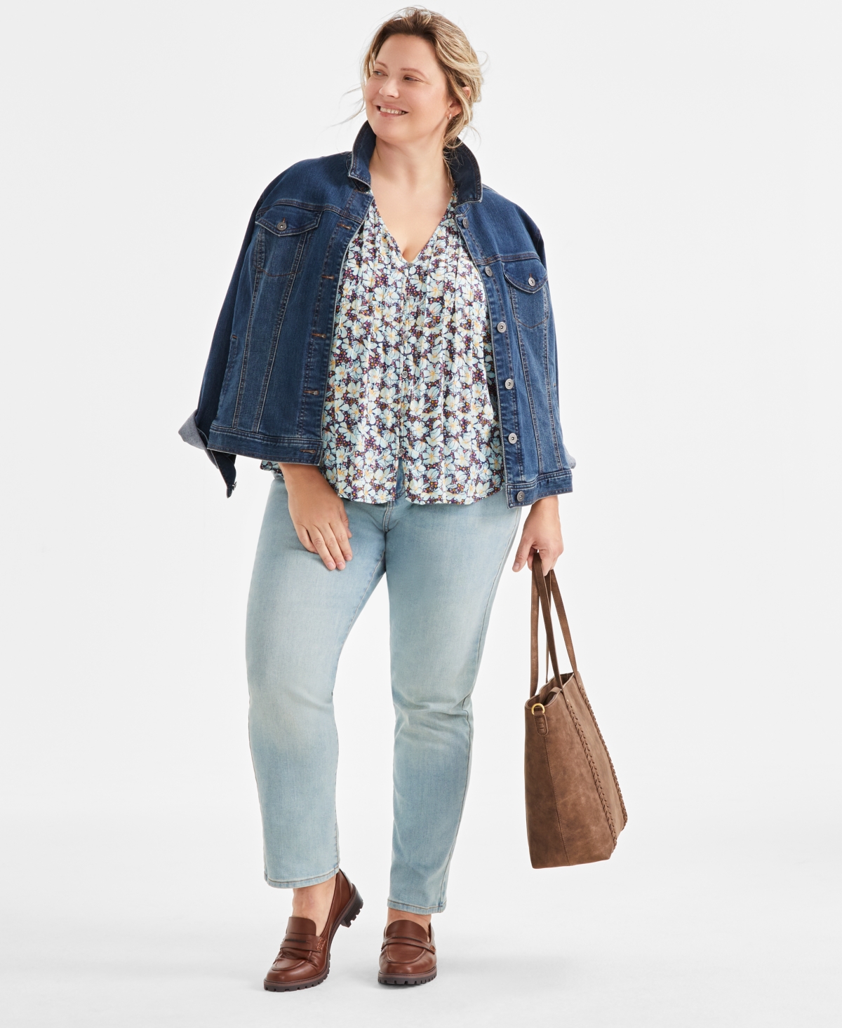 Style & Co Plus Size Printed 3/4-Sleeve Blouse, Exclusively at Macy's