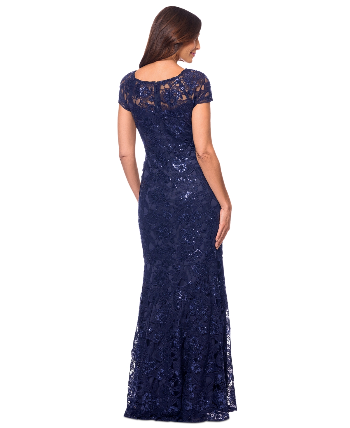 Xscape Women's Sequined Lace Cap-Sleeve Gown