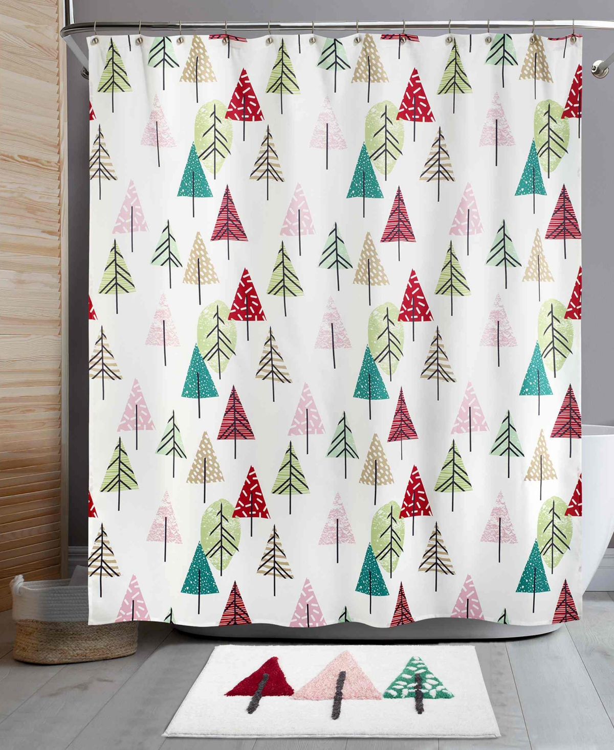 Nicole Miller Chic Tree Shower Curtain, 72" X 72" In White