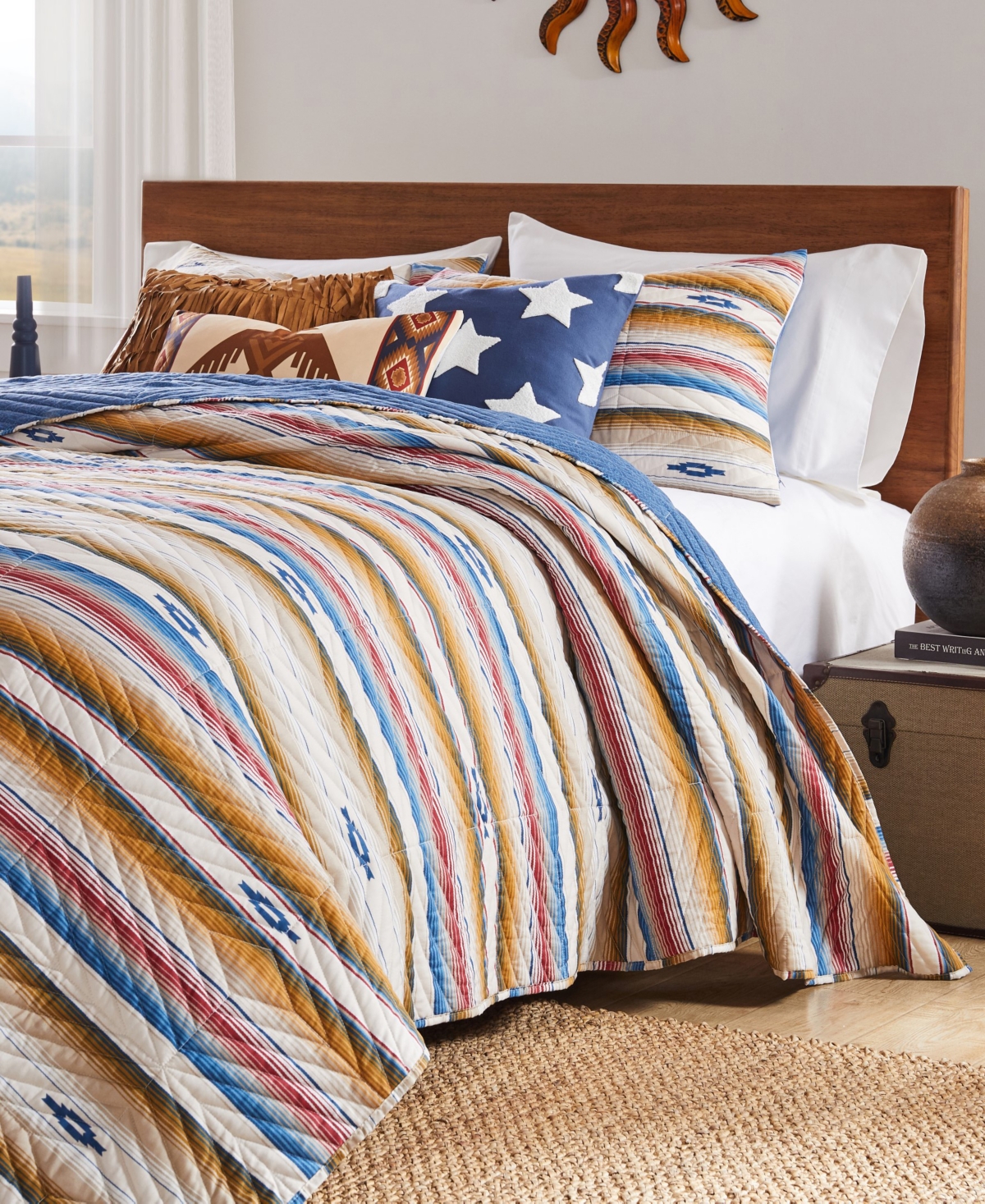 Greenland Home Fashions Painted Desert Southwestern 3-pc. Quilt Set, Full/queen In Sapphire