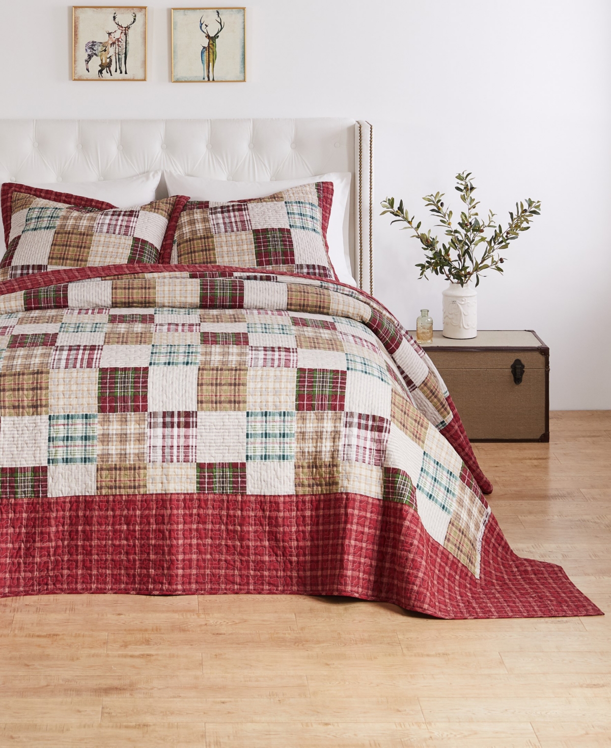 Greenland Home Fashions Greenland Home Oxford Traditional Plaid Bedspread Sets In Red