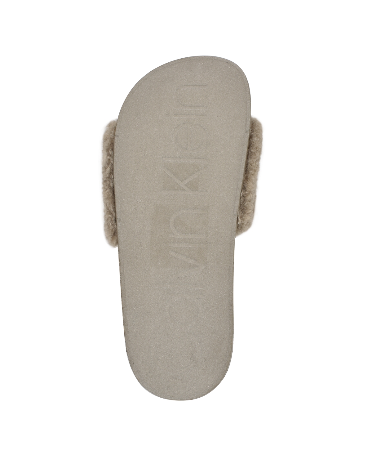 Calvin Klein Women's Amaya Fuzzy Slide Sandals In Light Grey Shearling Logo