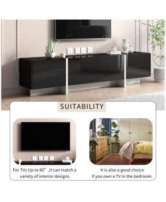 TV Stand for TVs Up to 80” – Modern Rectangular Entertainment Center with Sleek Storage Shelves