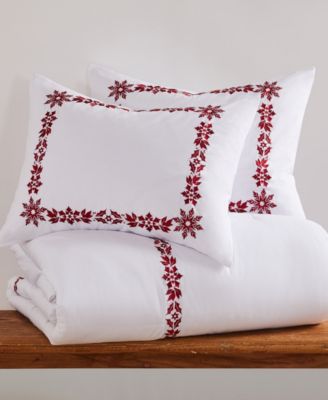Holly Thistle Embroidered 3-Pc. Duvet Cover Set, King