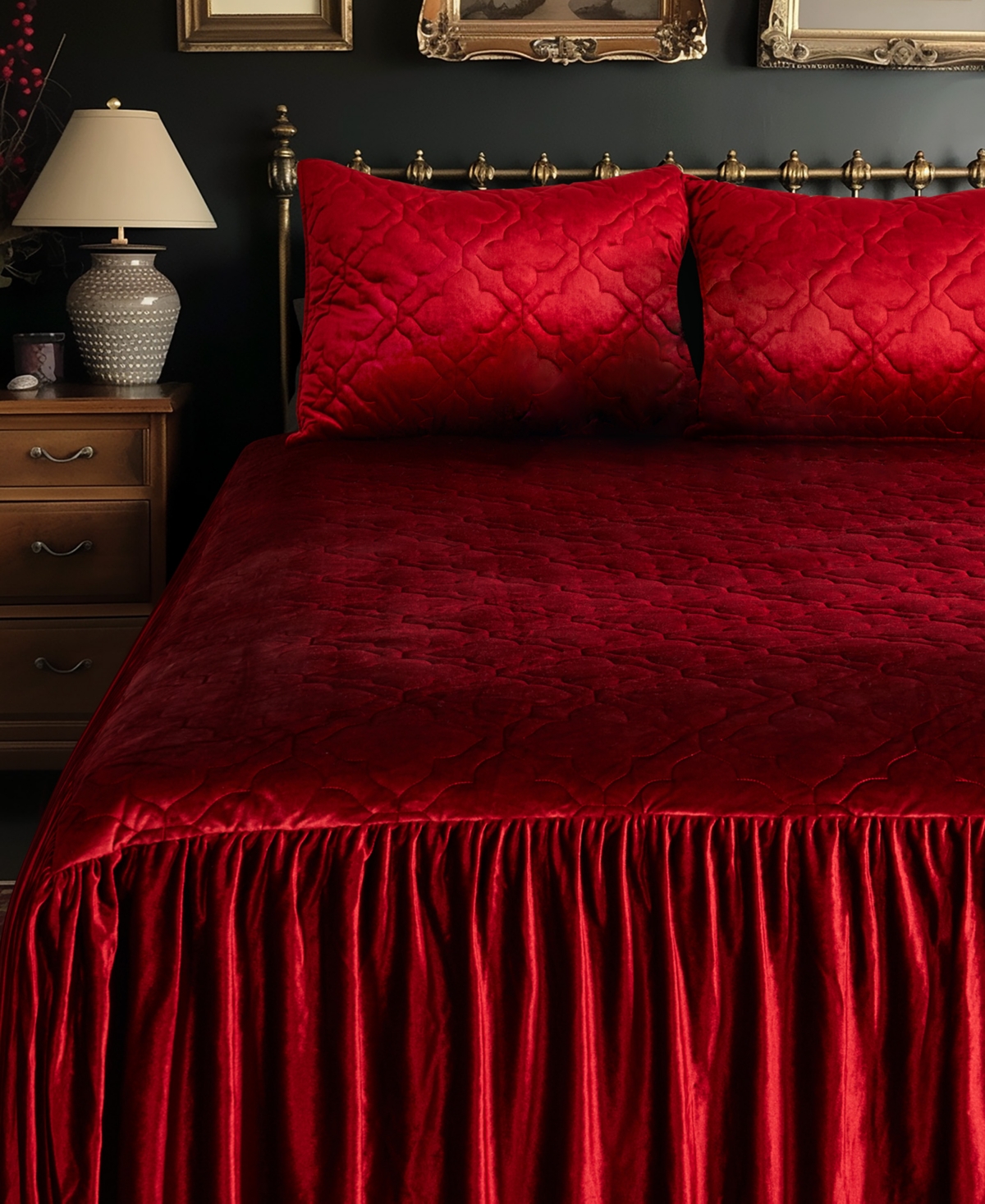Levtex Caserta Velvet Bedspread, Full In Red