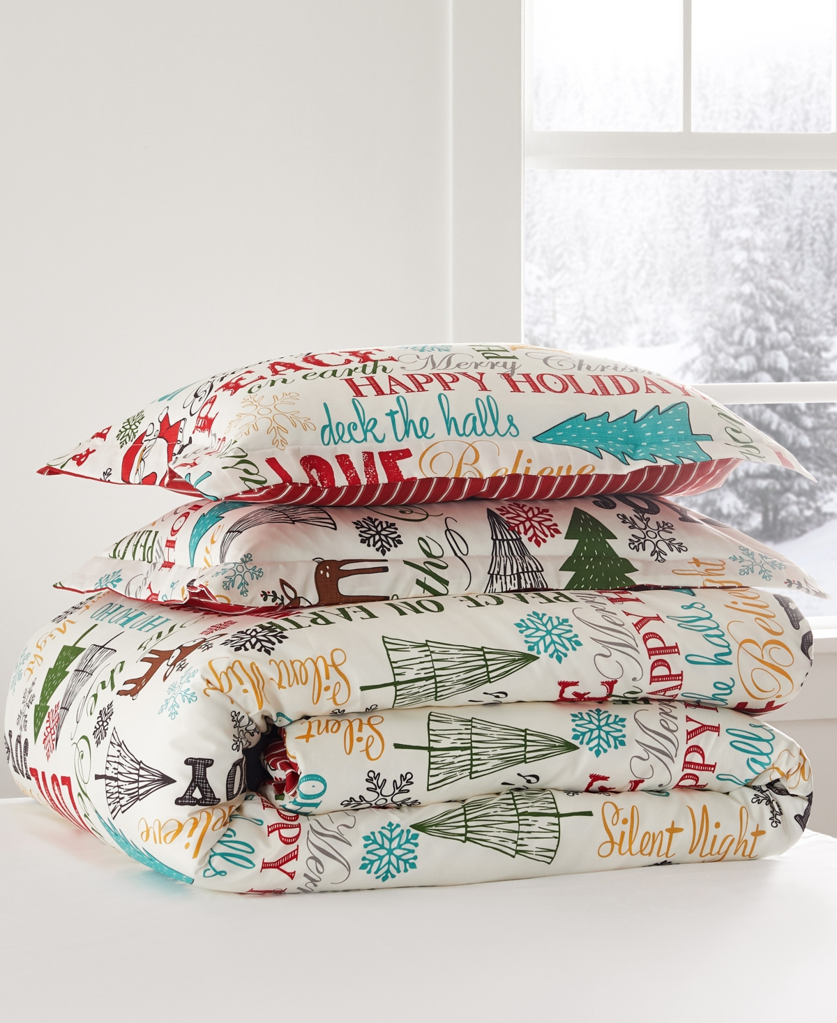 Levtex Merry Bright Santa Claus Lane Reversible 3-pc. Duvet Cover Set, Full/queen In Red