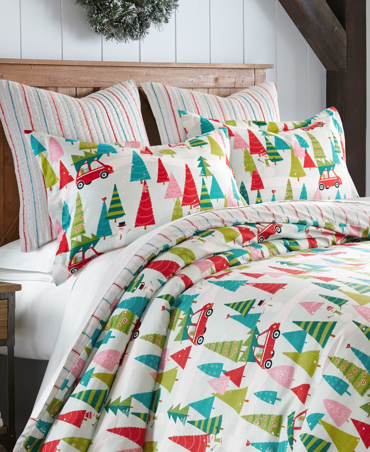 Levtex Merry Bright Holly Jolly Reversible 3-pc. Duvet Cover Set, King In Red