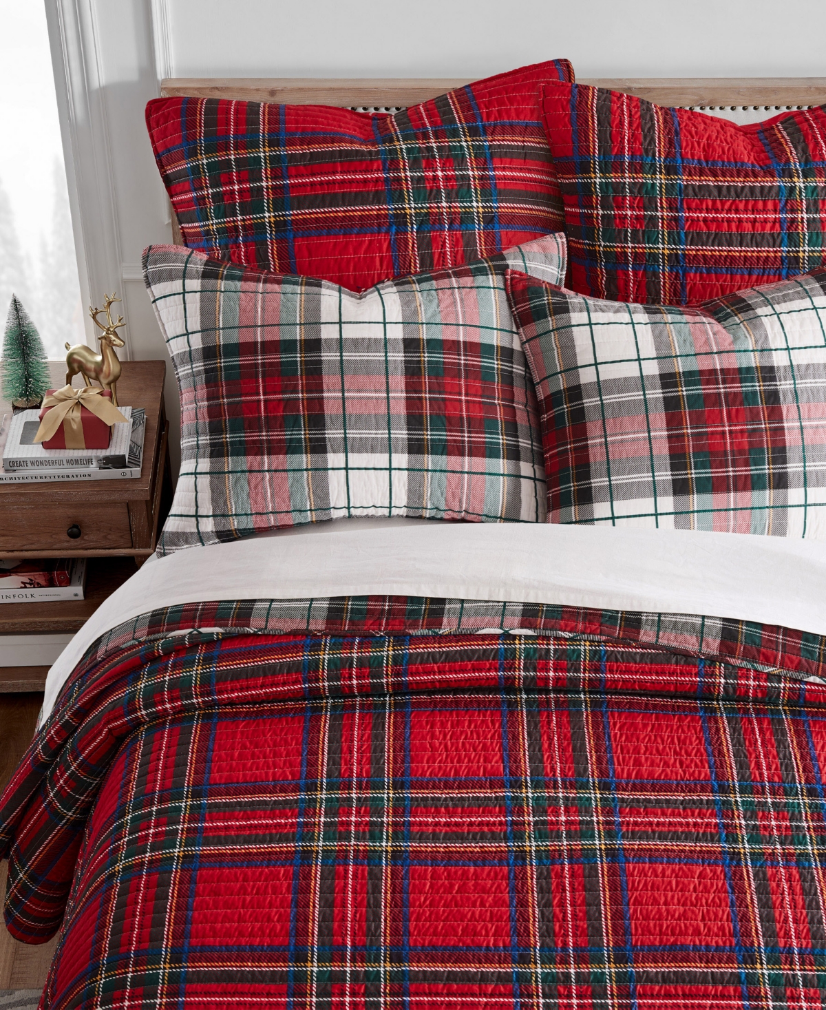 Levtex Spencer Plaid Reversible Bedspreads In Red