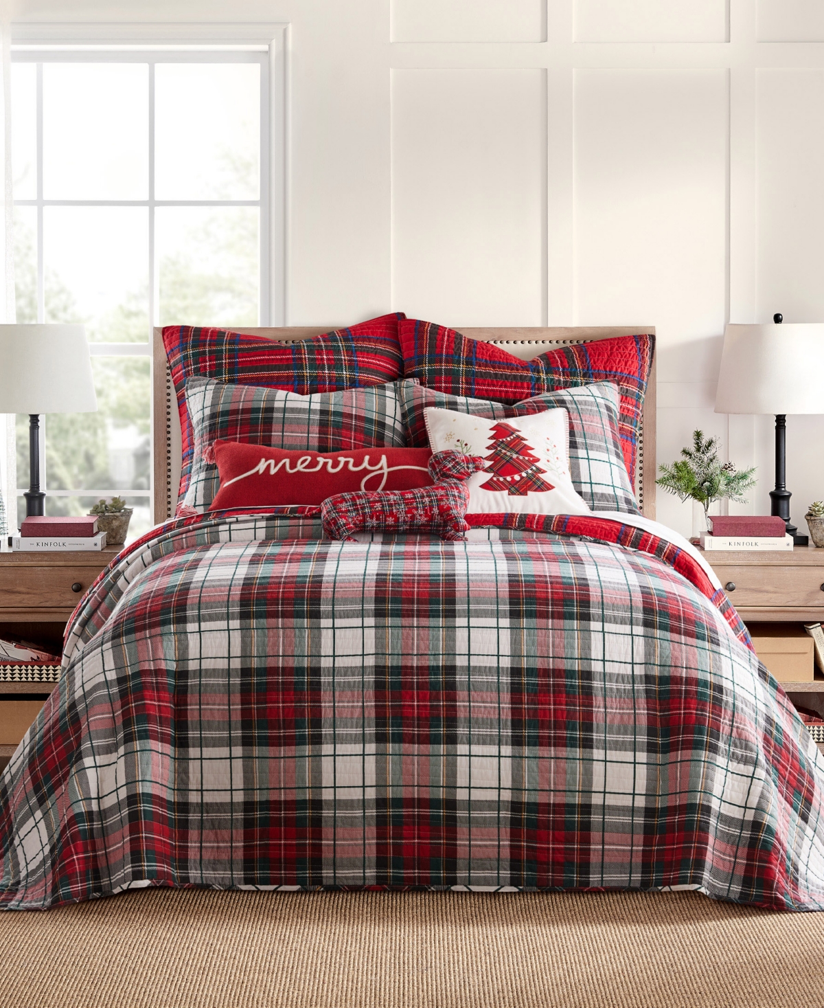 Levtex Spencer Plaid Reversible Bedspreads In Red