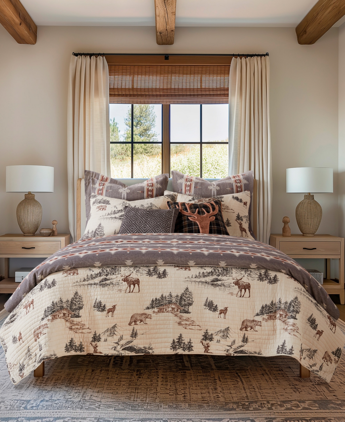Levtex Lodge Toile Reversible 3-pc. Quilt Set, Full/queen In Tan