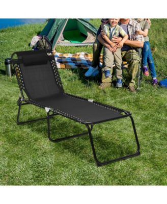 Folding Heightening Design Beach Lounge Chair with Pillow for Patio