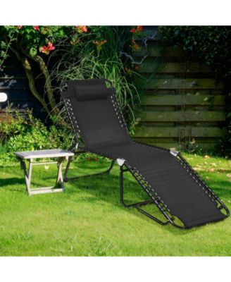 Folding Heightening Design Beach Lounge Chair with Pillow for Patio