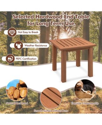 Patio Hardwood Square Side Table with Slatted Tabletop