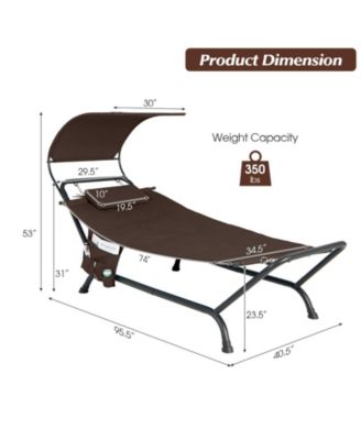 Patio Hanging Chaise Lounge Chair with Canopy Cushion Pillow and Storage Bag