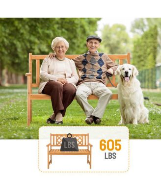 Outdoor Garden Fir Wood Bench with Grid Back in Burlywood – Stylish and Durable Seating Solution for Patios, Gardens, and Outdoor Spaces