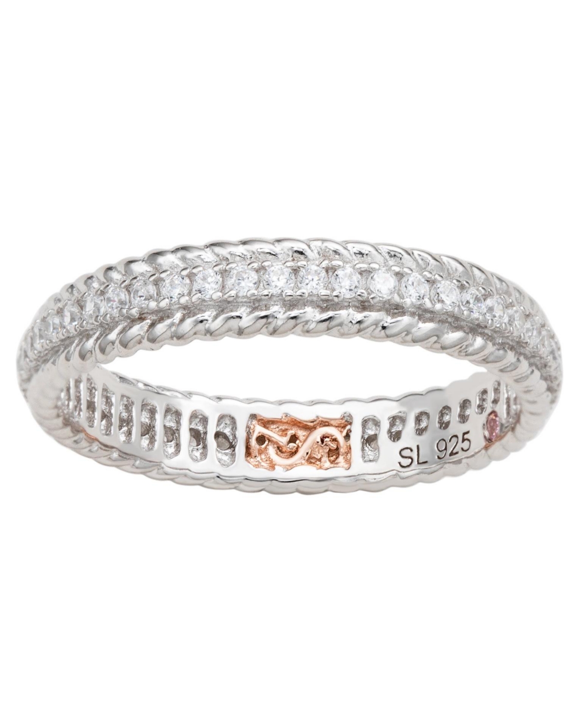 Suzy Levian New York Suzy Levian Sterling Silver Cubic Zirconia French Filigree Eternity Band