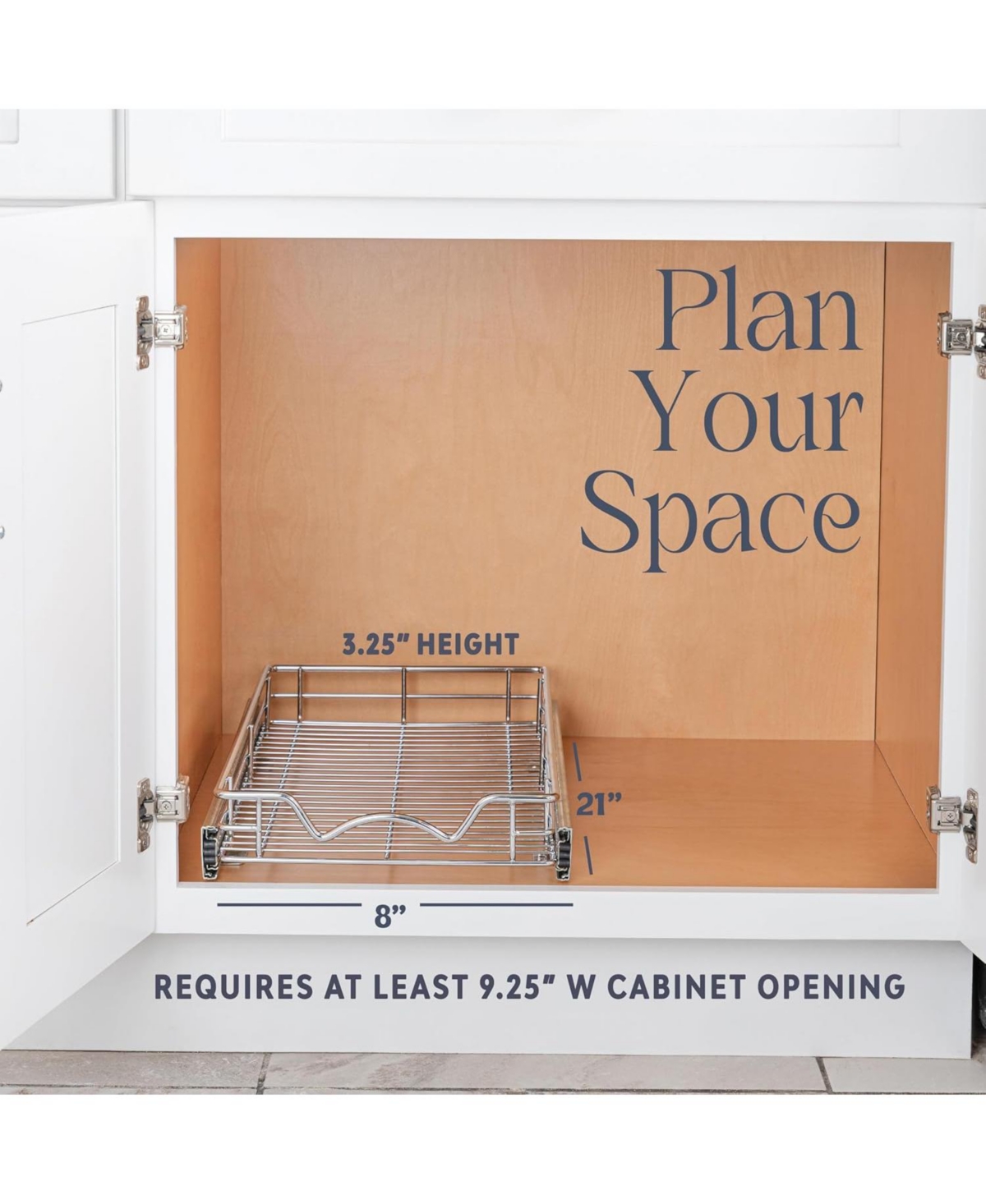 Florida Brands Pull Out Cabinet Organizer withFinish 8 x 21 In - Chrome