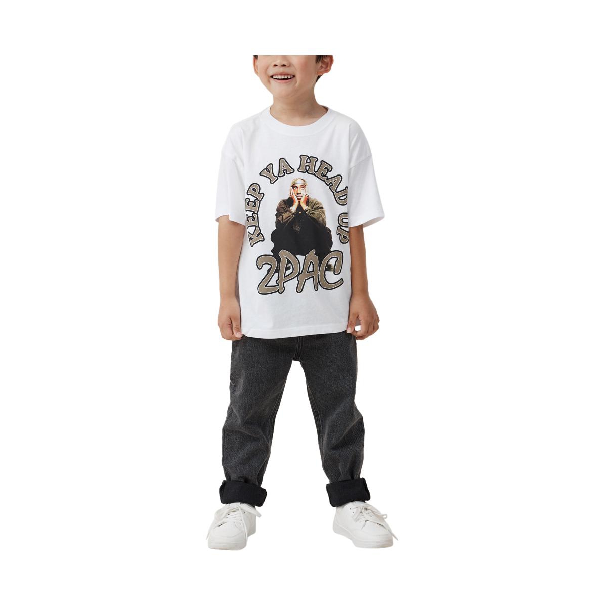 Cotton On Boys Little/Big License Drop Shoulder Short Sleeve Tee -tupac keep ya head up