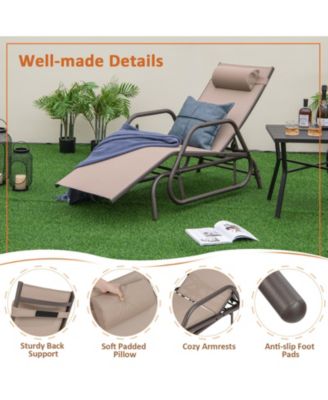 SUGIFT Outdoor Chaise Lounge Glider Chair with Armrests and Pillow