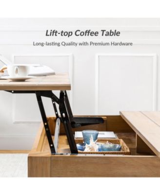 Gaston Farmhouse Lift Top 4 Legs Coffee Table with Storage