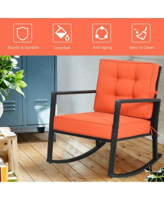 Patio Rattan Rocker Outdoor Glider Rocking Chair Cushion Lawn