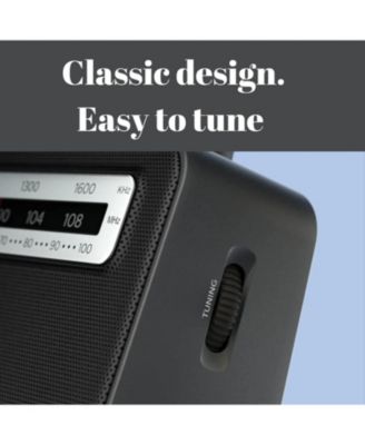 Portable AM/FM Radio with Speaker, Battery Operated, Compact Design, Analog Tuning, and Headphone Jack - Black