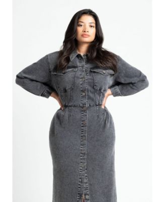 Women's Plus Size Denim Fitted Dress