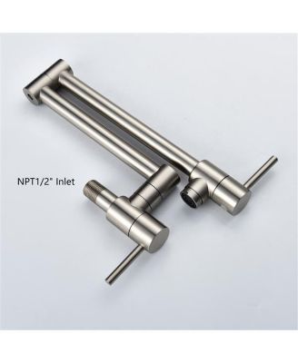 Brass Folding Faucet 1/2” NPT Wall Mount Kitchen Faucet with Dual Handles for Cold Water