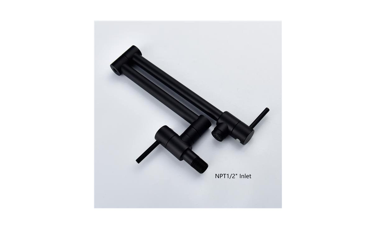 Slickblue Brass Folding Faucet 1/2” Npt Wall Mount Kitchen Faucet with Dual Handles for Cold Water