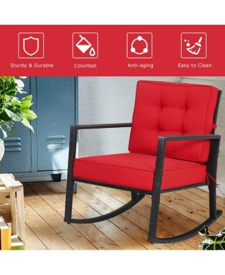 Patio Rattan Rocker Outdoor Glider Rocking Chair Cushion Lawn
